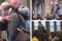 Horrified students look on as two drunk men brawl during Glasgow University class