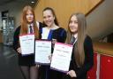 Women in STEM at Inverclyde Academy. Left to right: Eilidh Banks, teacher Ami Oliver, Connie McDevitt