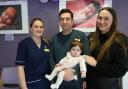 Baby Zara McKellar with her mum Ashleigh MacLachlan and dad Liam McKellar and senior charge midwife Clare Monaghan.