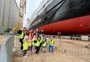 Youngsters at the launch of MV Glen Rosa at Ferguson Marine