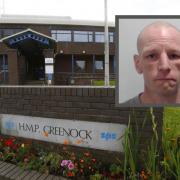 Gary Meikle, inset, was found with the mobile phone at HMP Greenock