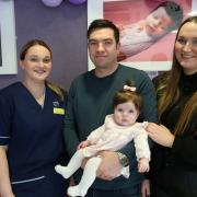 Baby Zara McKellar with her mum Ashleigh MacLachlan and dad Liam McKellar and senior charge midwife Clare Monaghan.