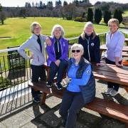 Liz Rankin and Morag Cowe with former members of the Women Into Golf programme