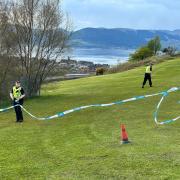 Police at Lyle Hill on Friday
