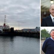 CalMac CEO Duncan Mackison, top right, and Inchgreen campaign secretary Robert Buirds have criticised Peel Ports over their handling of the Ardrossan Harbour debacle