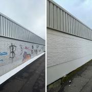 Students from West College Scotland covered up graffiti in a painting project