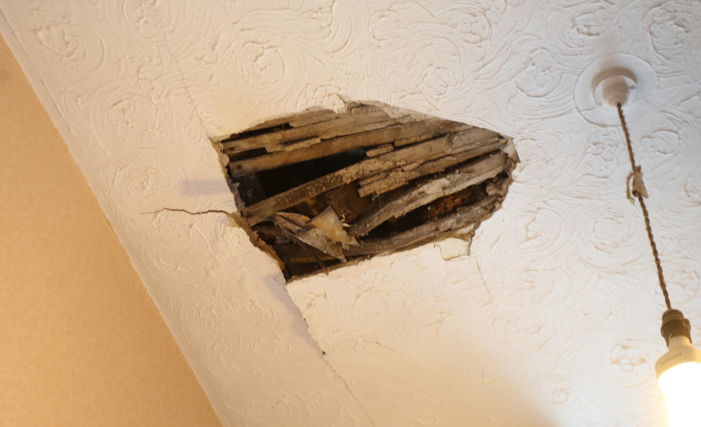 Mr Riddell ceiling collapse in their Hope Street home..