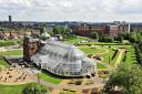 Photo Jamie Simpson.  .Stock-JS.Pictured: View of the People's Palace and Winter Gardens, also the old Templeton Carpet factory and Glasgow Green.