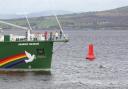 Greenpeace ship Rainbow Warrior makes her way up Clyde to Glasgow, site of COP26.