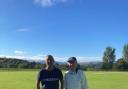 Inverclyde’s Paul Singh and Douglas Pilkington after their match winning 4th wicket partnership.