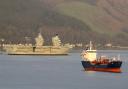 HMS Queen Elizabeth approaches Loch Long..