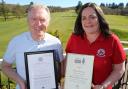 George Wall, Children in Poverty Inverclyde and Norma Ramsay, Gourock Golf Club