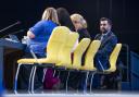 First Minister Humza Yousaf at SNP conference platform