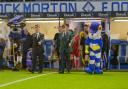 Veterans Jim Boyland and Andy McEntee led the players out for Friday night's clash at Cappielow