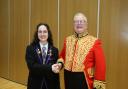 Clydeview Academy pupil Ailsa Russell and the Right Honourable Lord Lyon Dr Joseph John Morrow