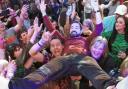 Martin Compston crowd surfs at Day Fever at Barras in Glasgow.