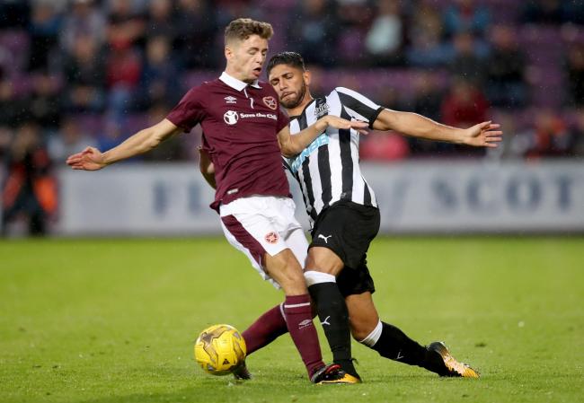 Jamie Brandon in action for Hearts.