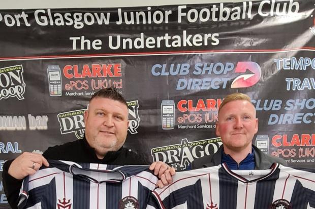 New Port Glasgow Juniors manager Stevie Wilson left and Davie Wilson assistant right