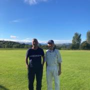 Inverclyde’s Paul Singh and Douglas Pilkington after their match winning 4th wicket partnership.