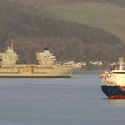 HMS Queen Elizabeth approaches Loch Long..