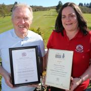 George Wall, Children in Poverty Inverclyde and Norma Ramsay, Gourock Golf Club