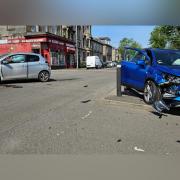 Crash at junction of Robertson Street and Finnart Street in Greenock