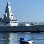HMS Defender was seen sailing past Port Glasgow