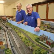 John Miller and Brian Thompson of Greenock & District Model Railway Club prepare for this year's show