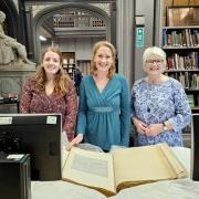 (L-R) Archivist Lorraine Murray, Cat Berry and local researcher Margaret Kane