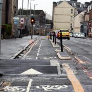 The main cycle lane in Inverclyde on the main road through Greenock