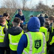 St Ninian's Primary pupils with park ranger Mike Holcombe