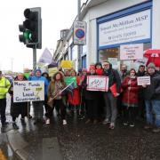 Protest at office of Stuart McMillan MSP