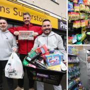 Pair of Port Glasgow brothers take part in basket dash challenge at Sam's Superstore in Port Glasgow.