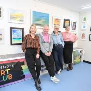 Greenock Art Club members artists Aileen Henry, Robert Marshall,  Sheena Beaton, and Erin Donnelly