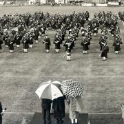 March past of bands at Gourock Highland Games in 1997