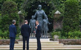 Prince William and Prince Harry admire the statue of their late mother