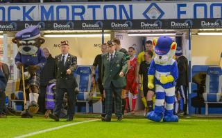 Veterans Jim Boyland and Andy McEntee led the players out for Friday night's clash at Cappielow