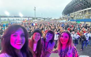 The Laurettes on stage at Murrayfield