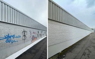 Students from West College Scotland covered up graffiti in a painting project